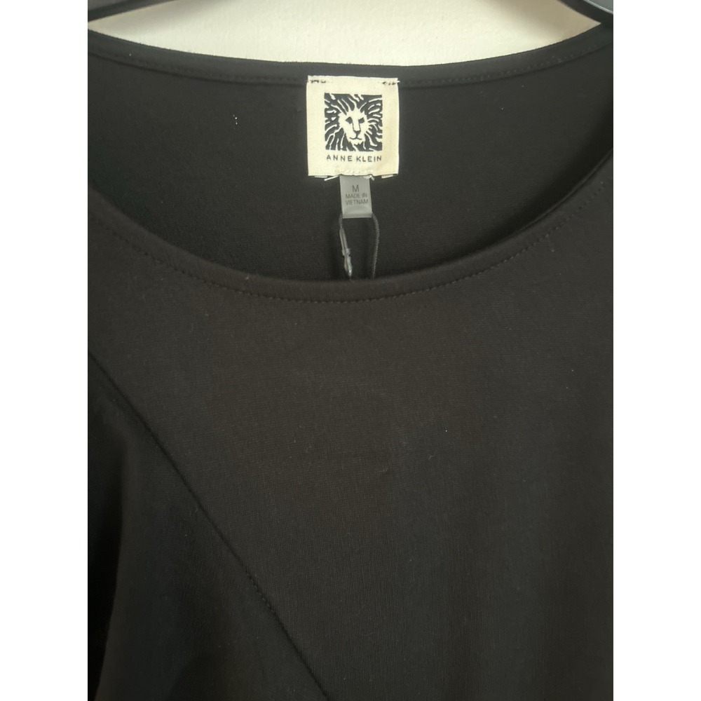 NWT Anne Klein Women's Black Ruffled Top Size M Long Sleeve - Picture 3 of 8
